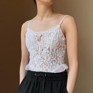 Frederick's of Hollywood vintage white beaded teddy lingerie size S